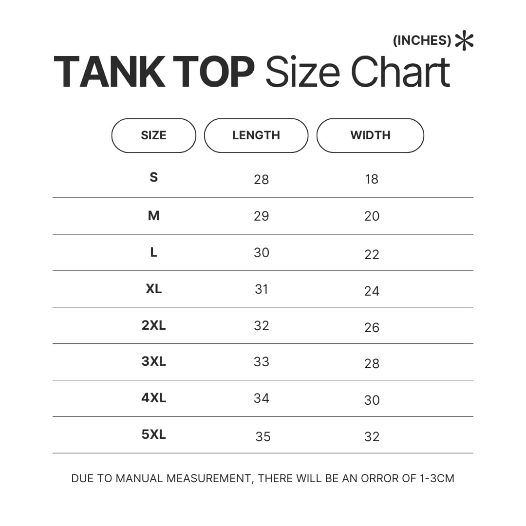 Tank Top Size Chart - Sailor Moon EU Store