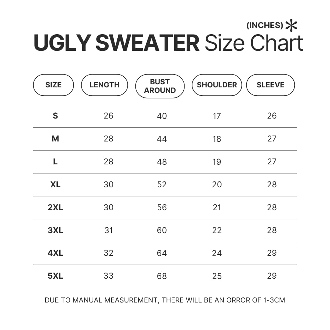 Ugly Sweater Size Chart - Sailor Moon EU Store