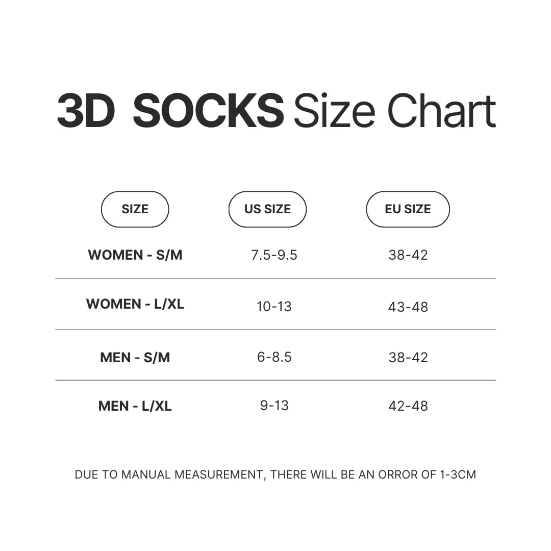 3D Socks Size Chart - Sailor Moon EU Store