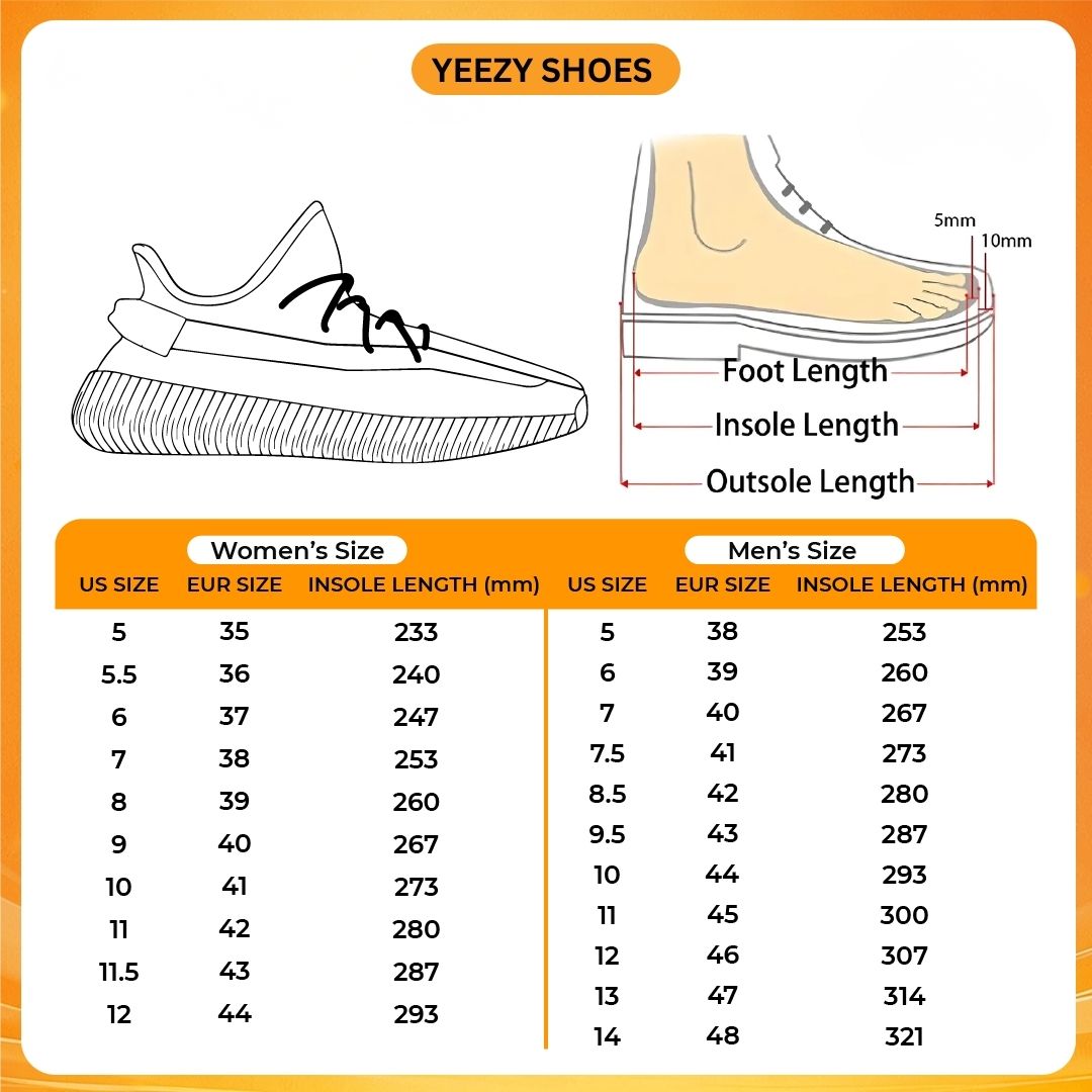 Yeezy Shoes Size Chart - Sailor Moon EU Store